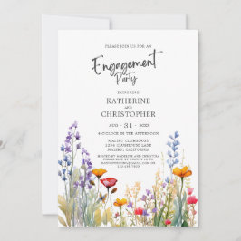 Farbenfrohe Wildblumen Elegante Engagement Party Einladung