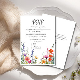 Farbenfrohe Wildblumen Elegante Wedding RSVP Card