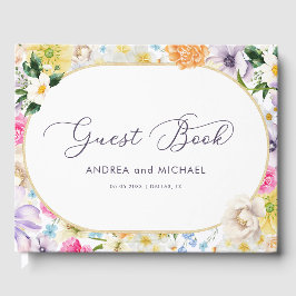Farbenfrohe Wildblumen Frühblühgarten Hochzeit Gästebuch