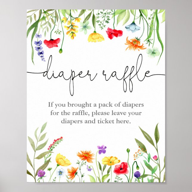 Farbenfrohe Wildblumen Frühling Windelpreisverlosu Poster (Vorne)