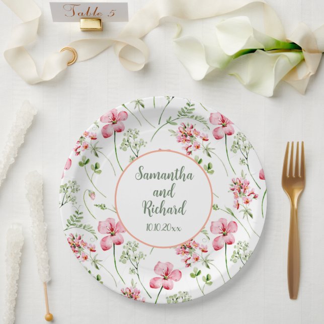 Farbenfrohe Wildblumen Hochzeit Pappteller (Hochzeit)