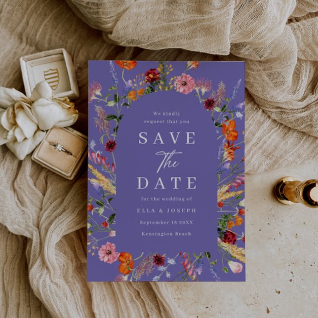 Farbenfrohe Wildblumen Hochzeit Save The Date (Von Creator hochgeladen)