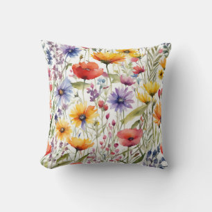 Farbenfrohe Wildblumen Kissen