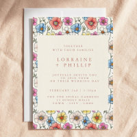 Farbenfrohe Wildblumen Muster Hochzeitseinladung