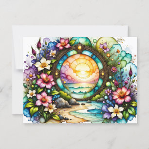 Farbenfrohe Wildblumen Ozeanportal Postkarte