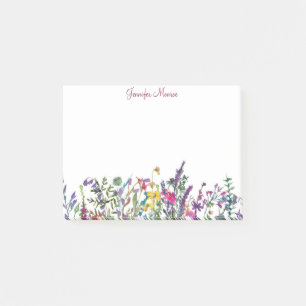 Farbenfrohe Wildblumen personalisiert Post-it Klebezettel