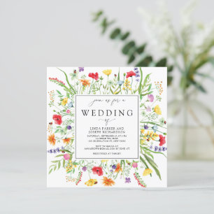 Farbenfrohe Wildblumen zum Hochzeitsempfang Einladung