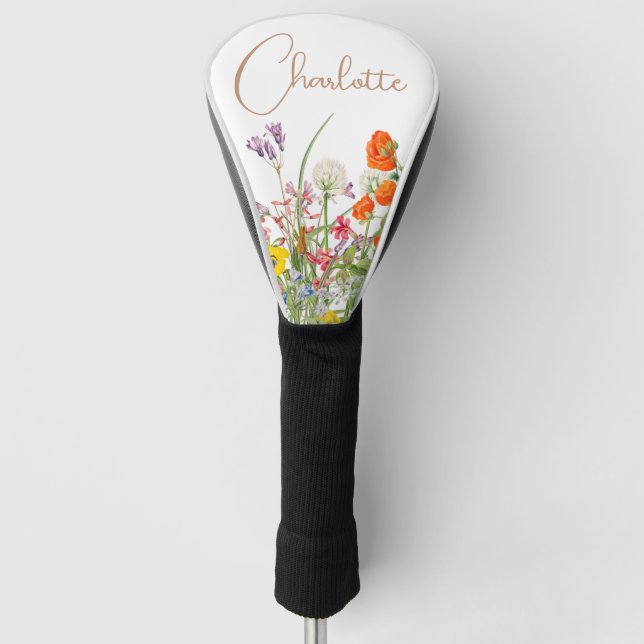 Farbenfrohe wilde Blume Botanischer Name Golf Headcover (Vorderseite)