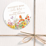 Farbenfrohe Wilde Blume Country Floral Auf Wieders Runder Aufkleber<br><div class="desc">Farbenfrohe Wilde Blume Land Hochzeit Goodbye Miss Brautparty Geschenk Vorliebe Sticker Labels bietet hübsche Blume in Orange, Gelb, lila und Rosa auf einem weißen Hintergrund mit Ihren benutzerdefinierten Informationen. Ideal für Ihr besonderes Hens Party, Junggeselinnen-Abschied, Brautparty, Pamper Party, Bachelorette Weekend und Hochzeitsfeiern mit modernen botanischen Blume und eleganter Schriftzeichen. Personalisieren...</div>