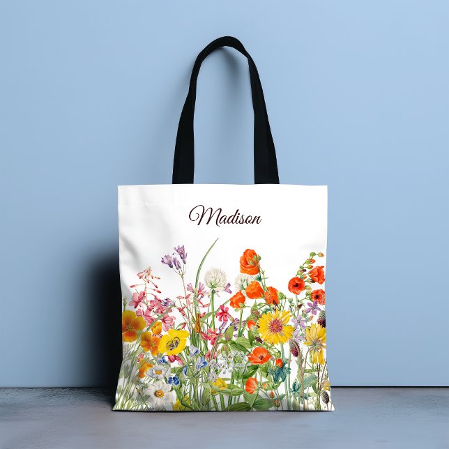 Farbenfrohe Wilde Blume Hübsch Girl Personalisiert Tasche (Von Creator hochgeladen)