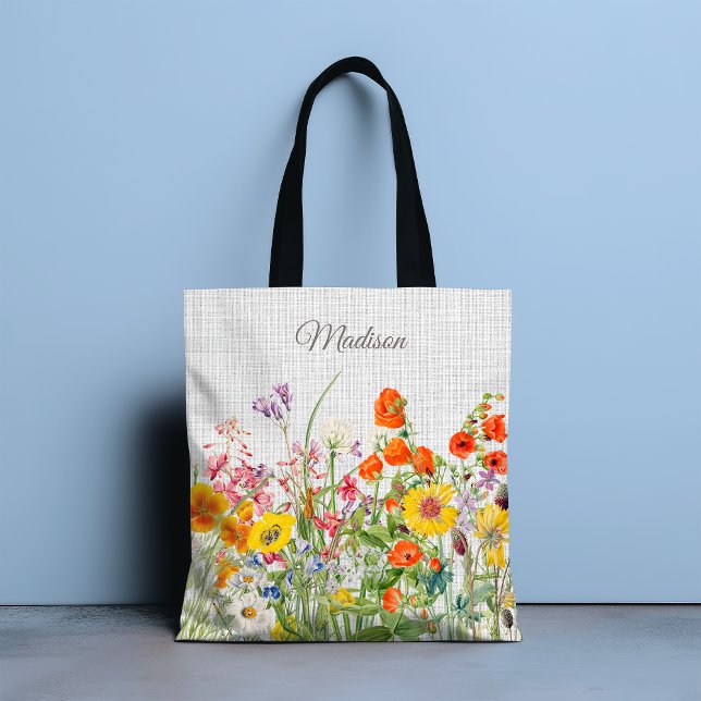 Farbenfrohe Wilde Blume Hübsch Girl Personalisiert Tasche (Von Creator hochgeladen)