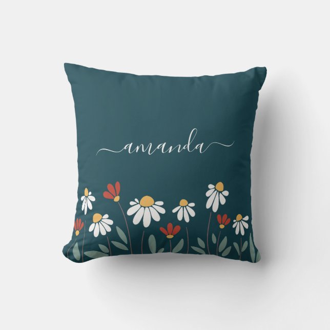 Farbenfrohe wilde Blume Kissen (Vorderseite)
