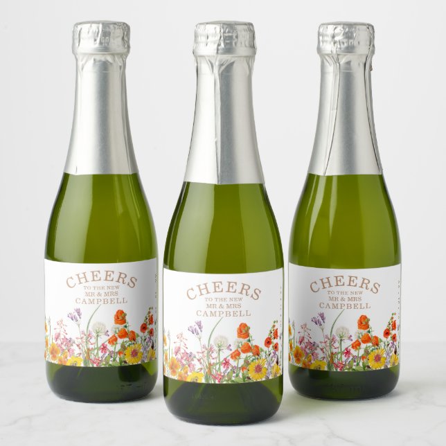 Farbenfrohe wilde Blume Land Hochzeit Cheers (Flaschen)