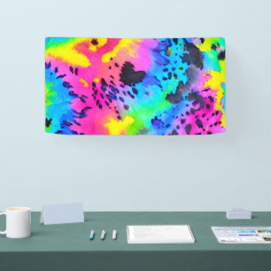 Farbenfrohe wilde Cheetah Tye Dye Muster Banner