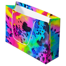 Farbenfrohe wilde Cheetah Tye Dye Muster Große Geschenktüte