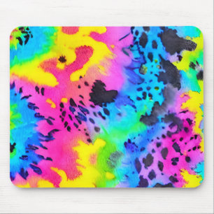Farbenfrohe wilde Cheetah Tye Dye Muster Mousepad