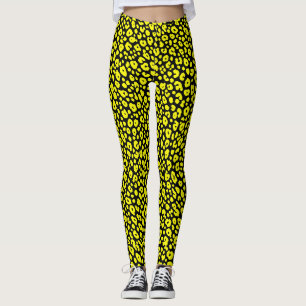 Farbenfrohe Wilde Gelbe schwarze Leoparden Druckmu Leggings