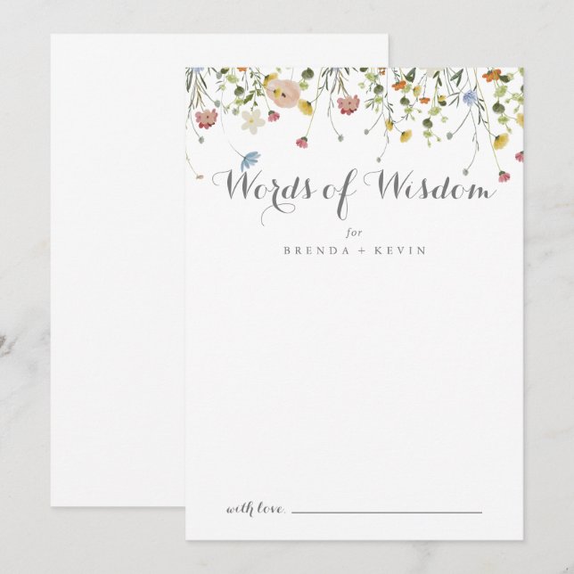 Farbenfrohe, wilde Hochzeiten, Worte der Weisheit Hinweiskarte (Vorne/Hinten)