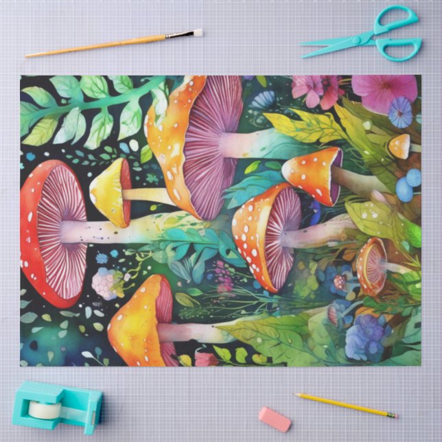 Farbenfrohe wilde PilzeGewebepapier Seidenpapier (Basteln)