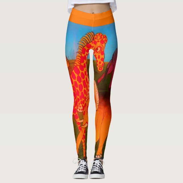 Farbenfrohe wilde Tierbilder Leggings (Vorderseite)