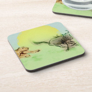 Farbenfrohe wilde Tiere Chase, 6 Set aus Kunststof Getränkeuntersetzer