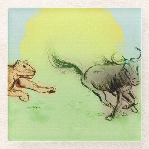 Farbenfrohe wilde Tiere Chase, Untersetzer aus fei