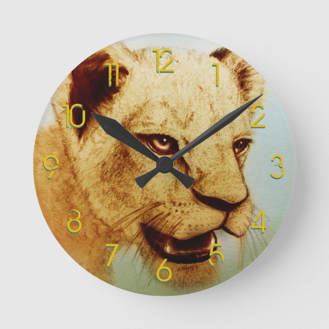 Farbenfrohe wilde Tiere - Löwe, Uhr (Vorderseite)