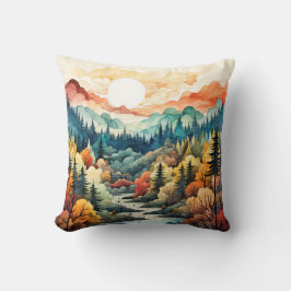 Farbenfrohe Wildnis im Herbst Landschaft Kissen