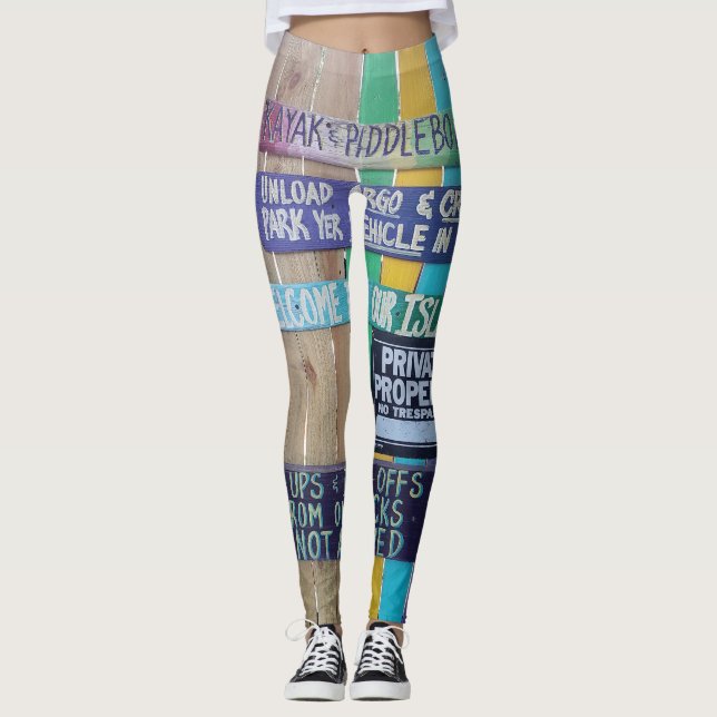 Farbenfrohe Willkommensinsel Zeichen Karibik Leggings (Vorderseite)