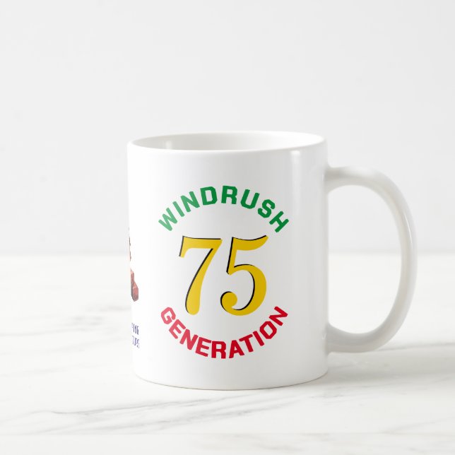 Farbenfrohe WINDRUSH GENERATION 75 Jahre Jubiläum Kaffeetasse (Rechts)