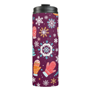 Farbenfrohe Wintermuster Thermosbecher