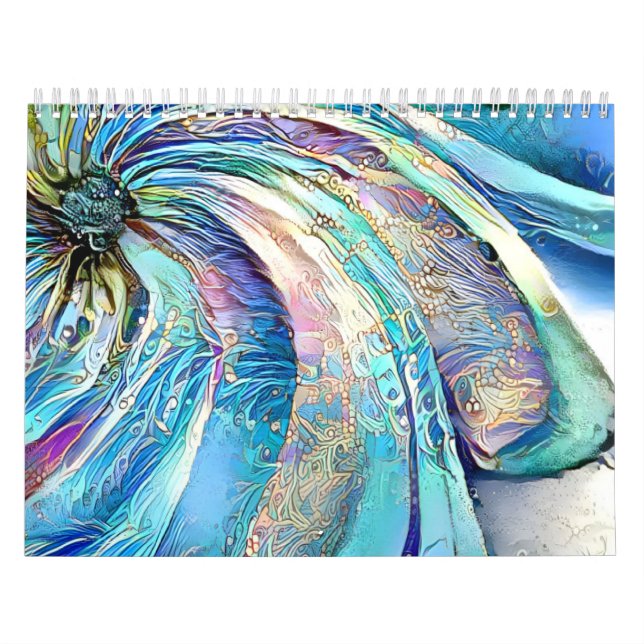 Farbenfrohe, wirbelnde Blätter exotischer Blume Kalender (Titelbild)