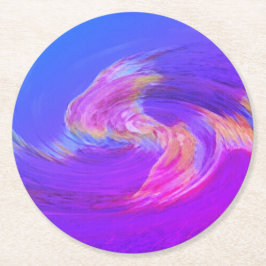Farbenfrohe wirbelnde psychedelische lila Indigo f Runder Pappuntersetzer