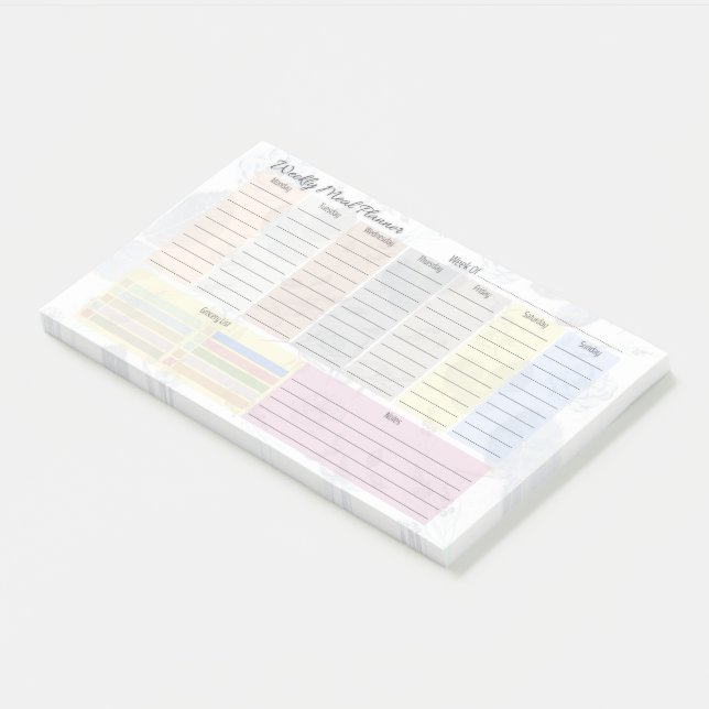 Farbenfrohe Wochenmehlplaner Post-it Klebezettel (angewinkelt)