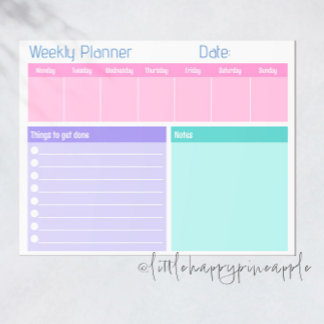 Farbenfrohe Wochenplaner Notepad Notizblock