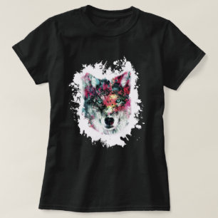 Farbenfrohe Wolf Art T-Shirt