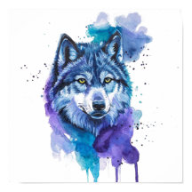 Farbenfrohe Wolf Wasserfarben Kunst, Geist und Nat