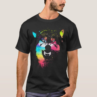 Farbenfrohe Wölfe T-Shirt