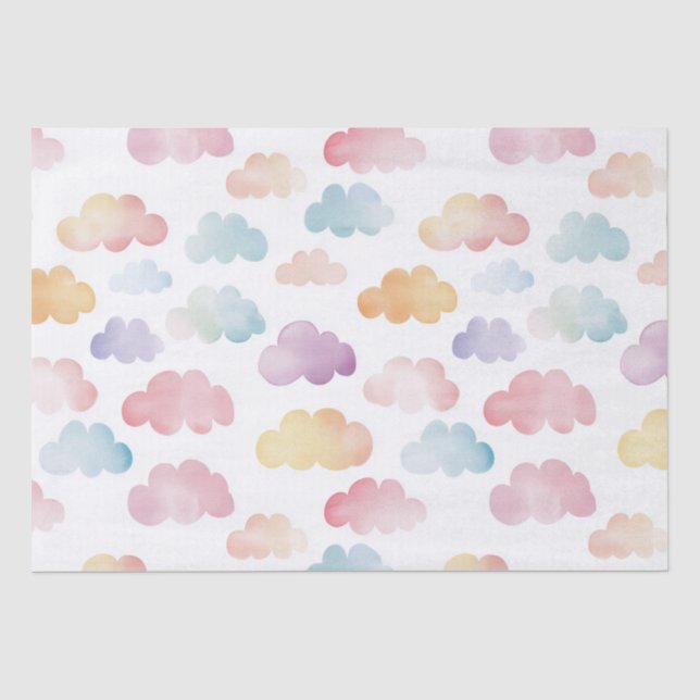 Farbenfrohe Wolken Babygeschenk Seidenpapier (Vorderseite)