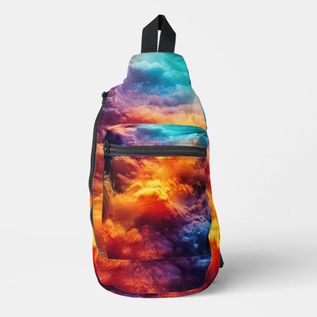 Farbenfrohe Wolken Crossbody Bag (Vorderseite)
