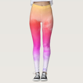 Farbenfrohe Wolken Rosa Lila-gelb-weiß Leggings