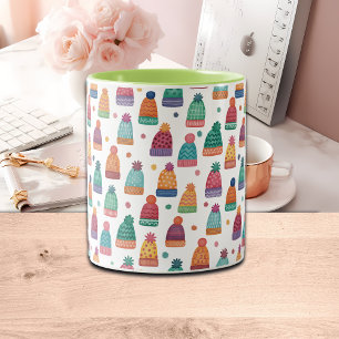 Farbenfrohe Wollmützen Winter Zweifarbige Tasse