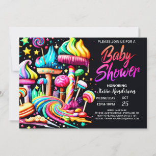 Farbenfrohe Wonderland Babydusche Einladung