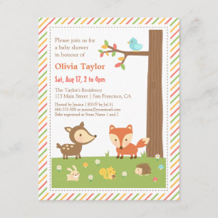 Farbenfrohe Woodland Animal Baby Dusche Einladung
