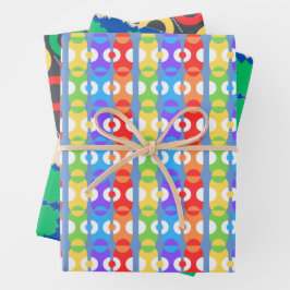 Farbenfrohe Wrapper in Mustern Geschenkpapier Set