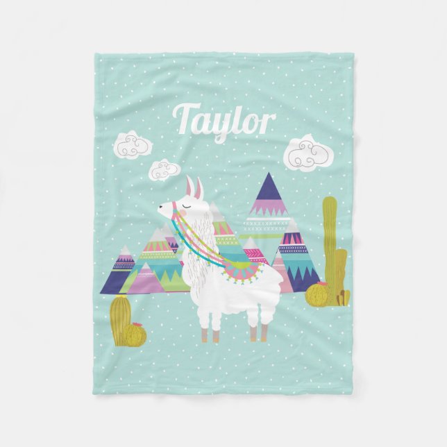 Farbenfrohe Wüste Alpaca Personalisiert Fleece Bla (Vorderseite)