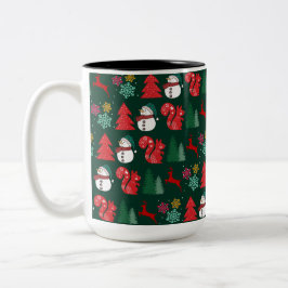 Farbenfrohe Xmas Vibes Pattern Zweifarbige Tasse