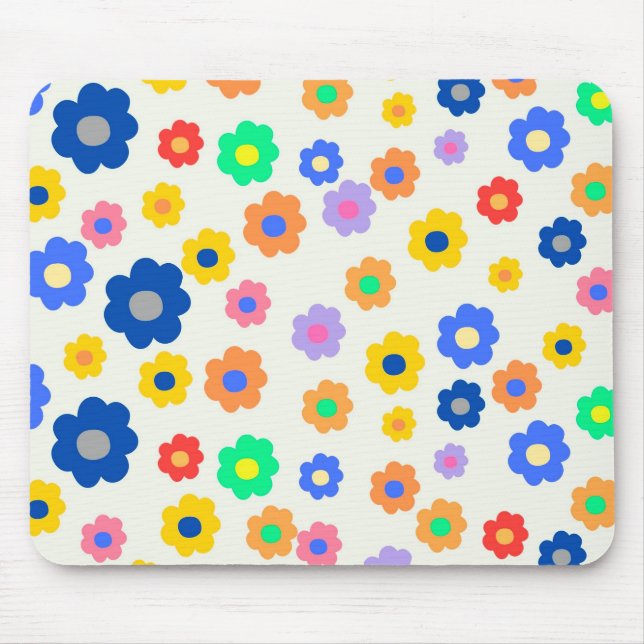 Farbenfrohe Y2K-Blume-Indie-Muster Mousepad (Vorne)