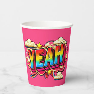 Farbenfrohe YEAH Papiertasse! Pappbecher