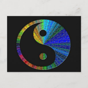 Farbenfrohe Yin and Yang Puzzle Postkarte